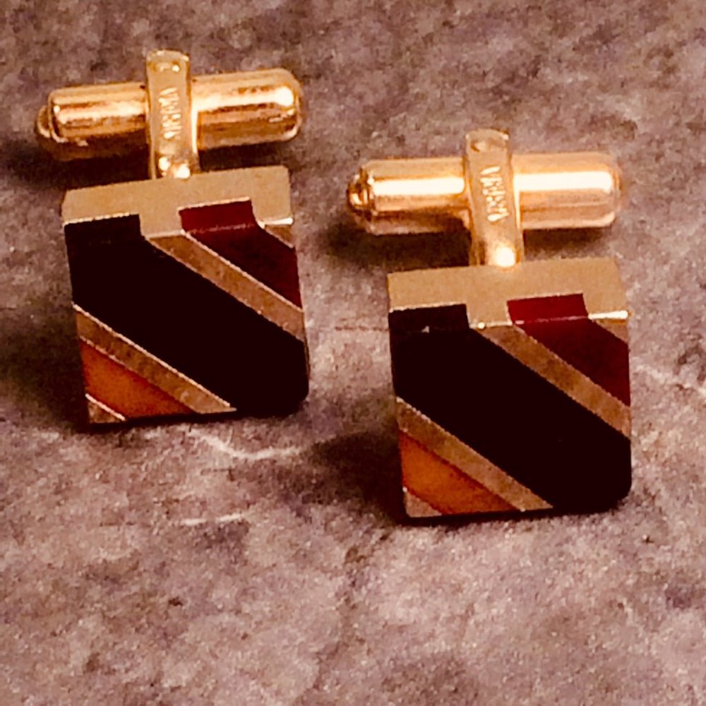Stone Gold Tone Cuff Links -   Austria